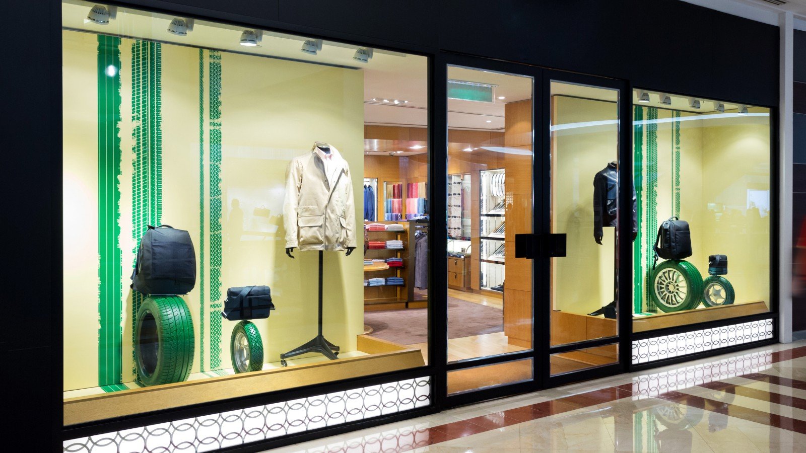 Shop window inside a Calais shopping centre