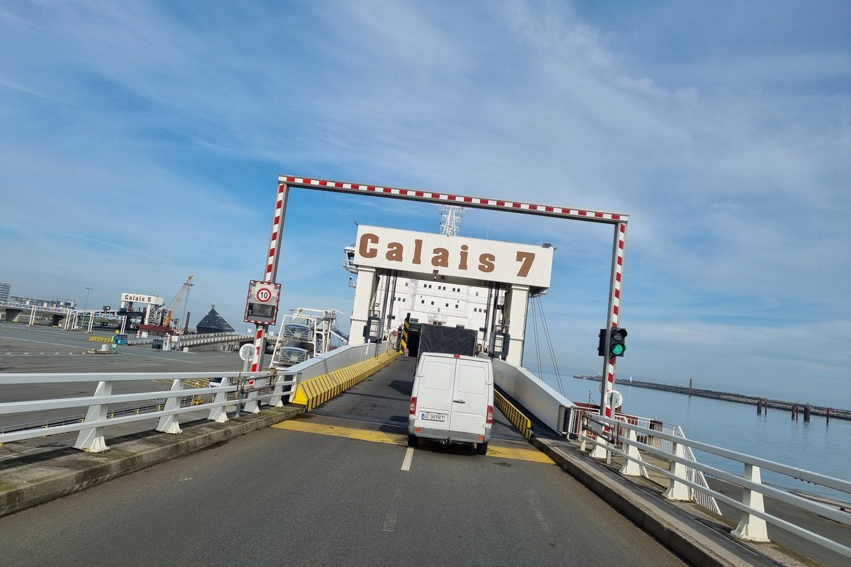 Vehicle boarding ramp for a ferry at the Port of Calais